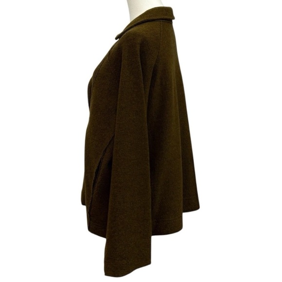 EILEEN FISHER Large Lightweight Boiled Wool Motorcycle Jacket GOLD LEAF NWT $388 - Picture 4 of 14